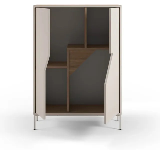 Кремавo-естествен скрин от декор от дъб 85x120x40 cm Lilou – Marckeric