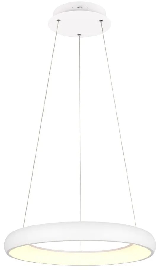 Бяло LED затъмняващо се висящо осветително тяло с метален абажур ø 62 cm Cardona – Trio