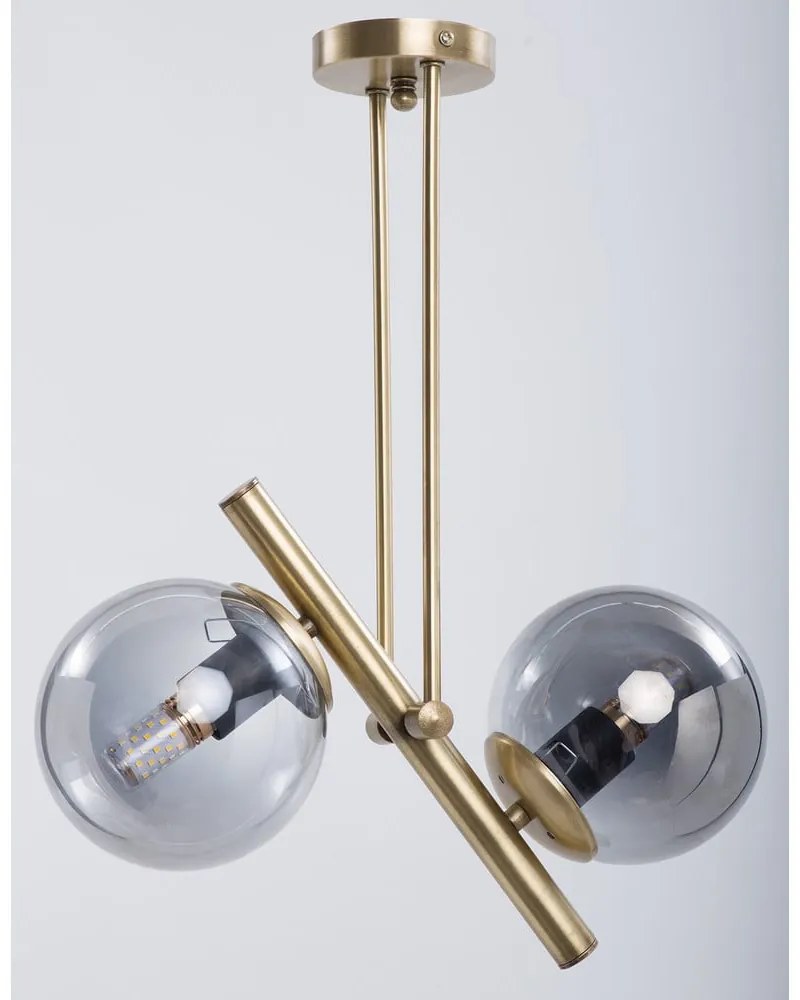 Сиво-златисто осветително тяло за таван със стъклен абажур ø 15 cm Libra – Squid Lighting