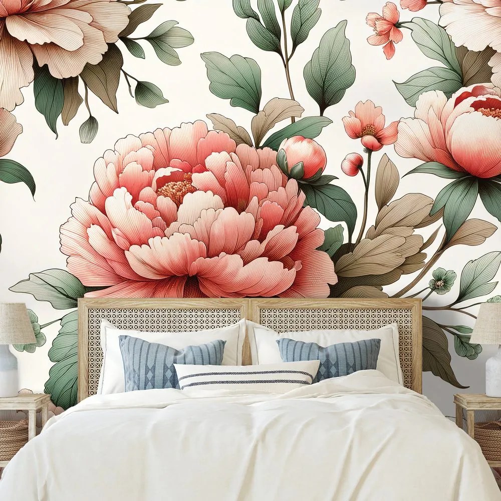 Тапет – Романтични розови божури