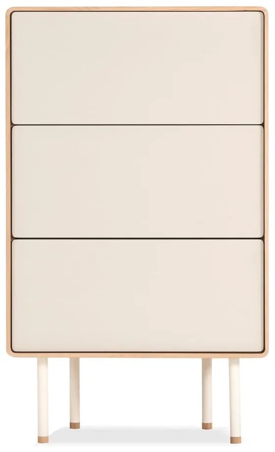 Бял/естествен висок скрин от масивен дъб 60x100 cm Fina – Gazzda