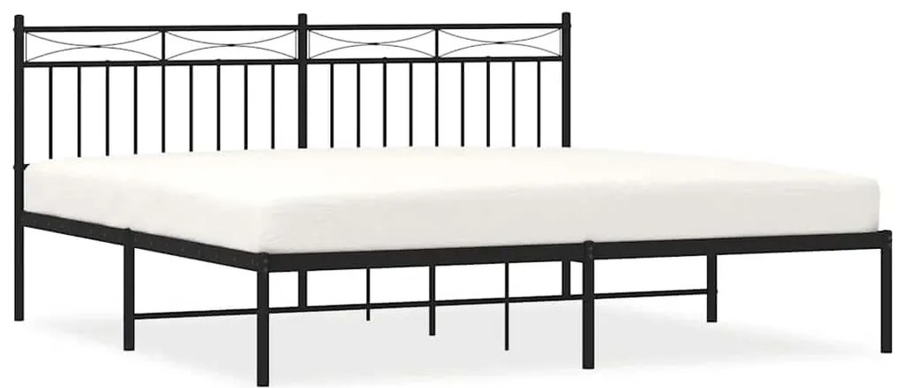 373696 vidaXL Метална рамка за легло с горна табла, черна, 183x213 см