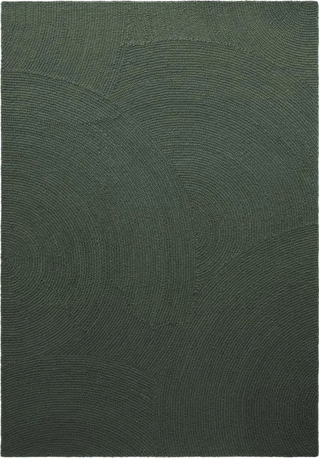 Тъмнозелен ръчно изработен вълнен килим 80x150 cm Calmio – Hanse Home