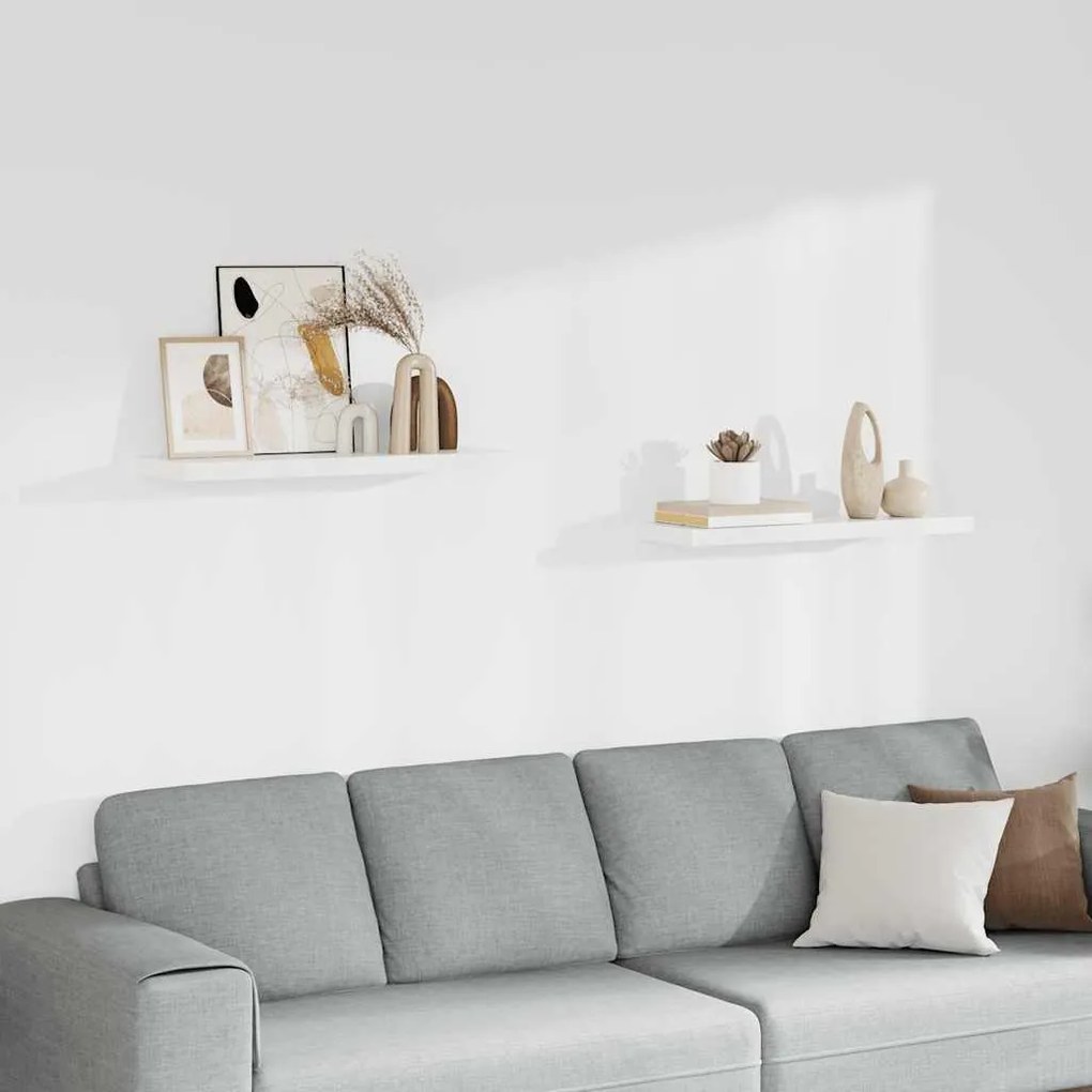 323815 vidaXL Окачени стенни рафтове, 2 бр, бели, 80x23,5x3,8 см, МДФ