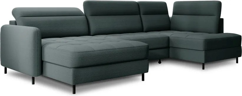 Зелен кадифен разтегателен ъглов диван с място за съхранение (десен ъгъл U форма) Berrto – ELTAP