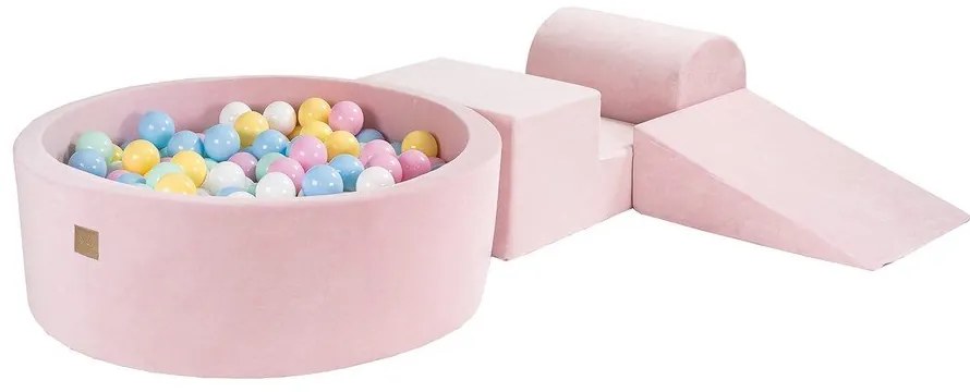 Розово кадифено игрище от пяна 4 бр. височина 30 cm 225x90 cm Montessori – Meowbaby