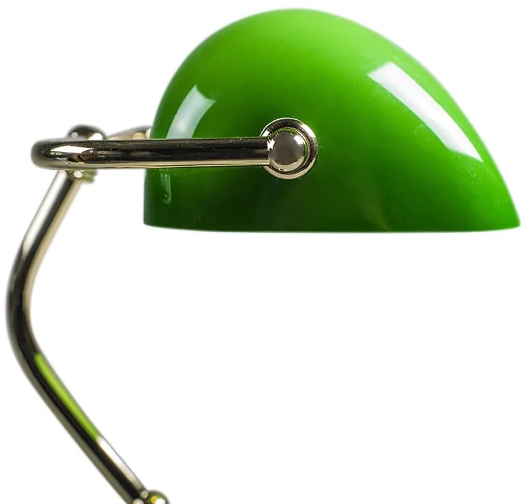 Класическа настолна лампа/нотариална лампа месинг със зелено стъкло - Banker