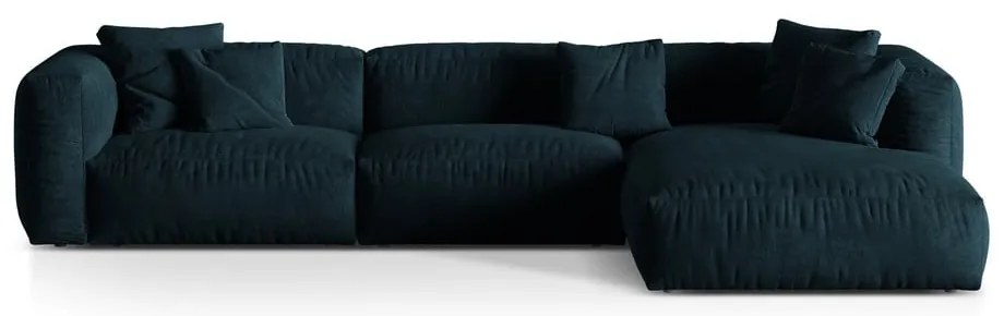 Тъмносин кадифен модулен ъглов диван (десен ъгъл) Martina – Micadoni