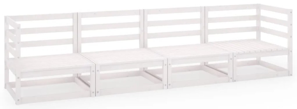 3075360 vidaXL Градински 4-местен диван, бял, бор масив