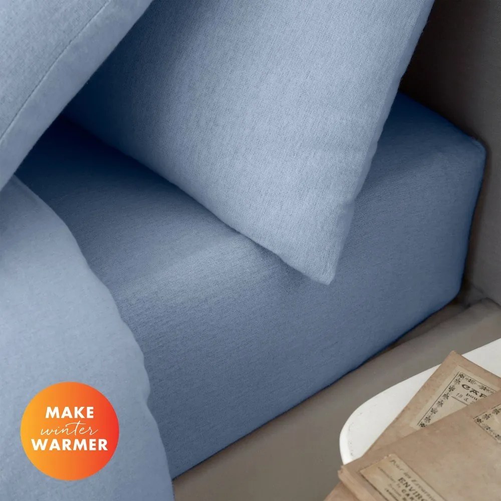 Светлосин еластичен фланелен чаршаф 90x190 cm Brushed – Catherine Lansfield