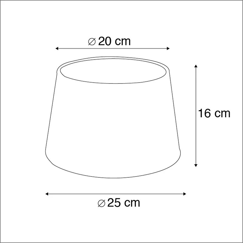 Черен памучен абажур със златен интериор 25/20/16