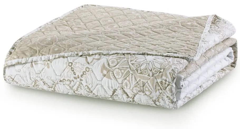 Светлокафява двустранна покривка за легло от микрофибър Malaga, 220 x 240 cm Alhambra - DecoKing