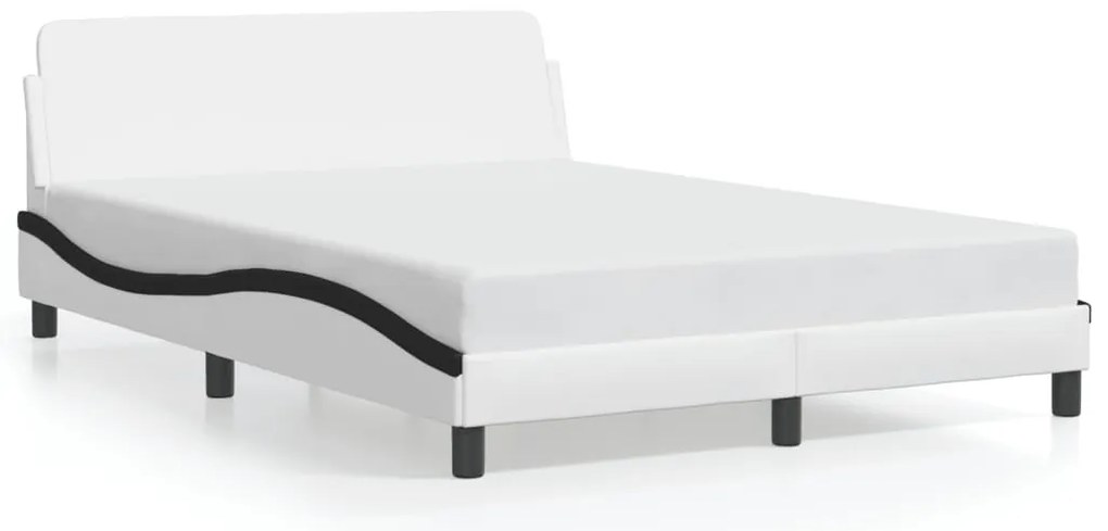 373184 vidaXL Рамка за легло Dover, бяла, черна, 140x190 см изкуствена кожа