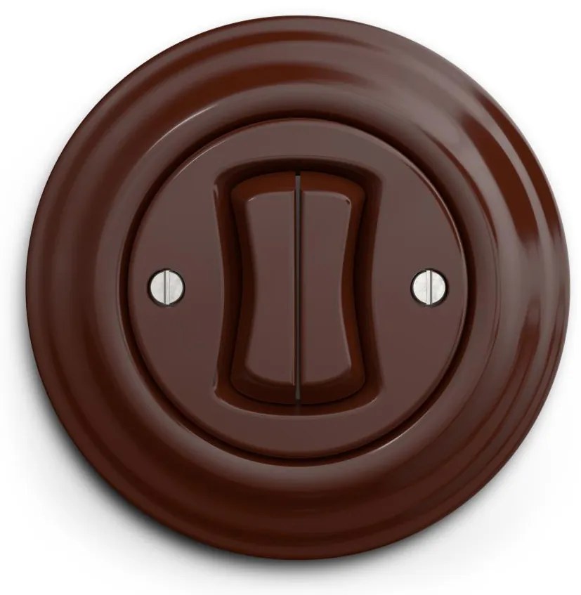 Kliklap - Ретро двоен стълбищен ключ с рамка № 6+6 кафяв