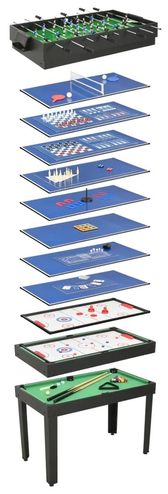 Мултифункционална игрална маса 15-в-1, 121x61x82 см, черна