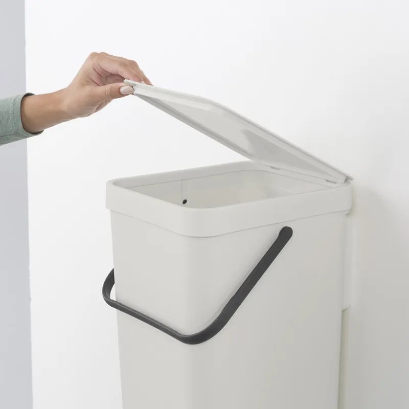 Кош за разделно събиране на боклук Brabantia Sort&Go 1005516, 16 л, Дръжка, Възможност за стенен монтаж, Светлосив