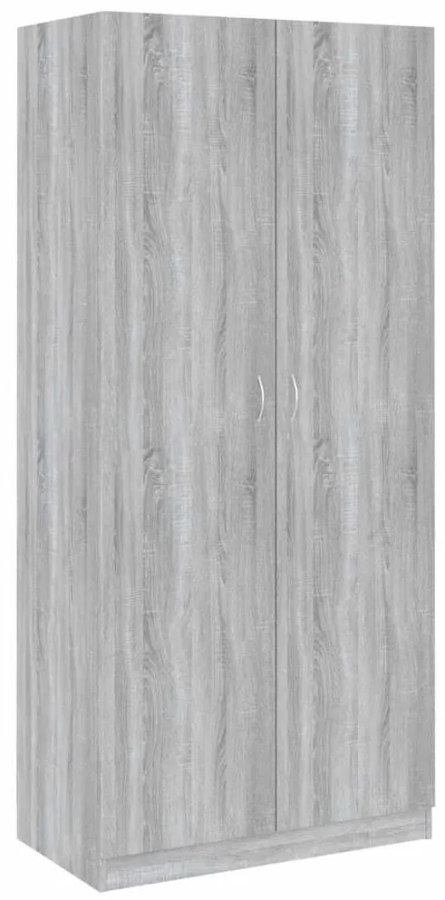 815355 vidaXL Гардероб, сив сонома, 90x52x200 см, инженерно дърво