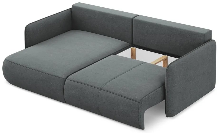 Сив разтегателен ъглов диван с място за съхранение (ляв ъгъл) Nanea – Makamii