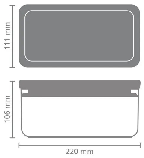 Кутия за съхранение на продукти Brabantia Tasty+ Stackable 1008874, 1.5 л, Силиконово уплътнение, Без BPA, Светлосив