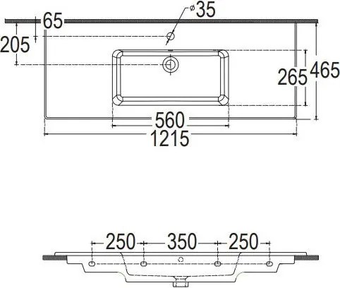 Умивалник Flat Bianco Ceramica White-Дължина: 120.5 cm
