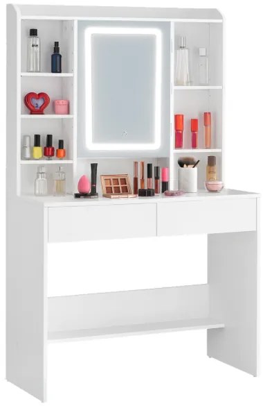 Тоалетка с LED огледало и място за съхранение на бижута