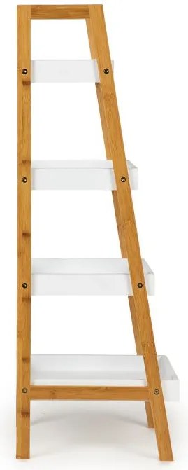Етажерка 4 рафта МДФ бял естествен бамбук, 98*36*34см