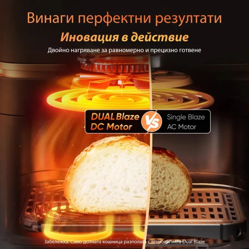 Двоен фритюрник с горещ въздух Cosori Turbo Tower Pro CAF-DC123S, 2630W, 10.8 л, 30-230C, 7 програми, Синхронизиране, Смарт, Черен/шампанско