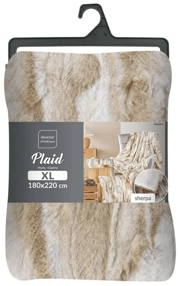 Бежово одеяло от изкуствена кожа 180x220 cm Cheyenne – douceur d'intérieur
