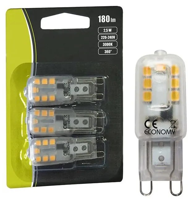 К-кт 3 бр. LED крушки G9/2,5W/230V 3000K