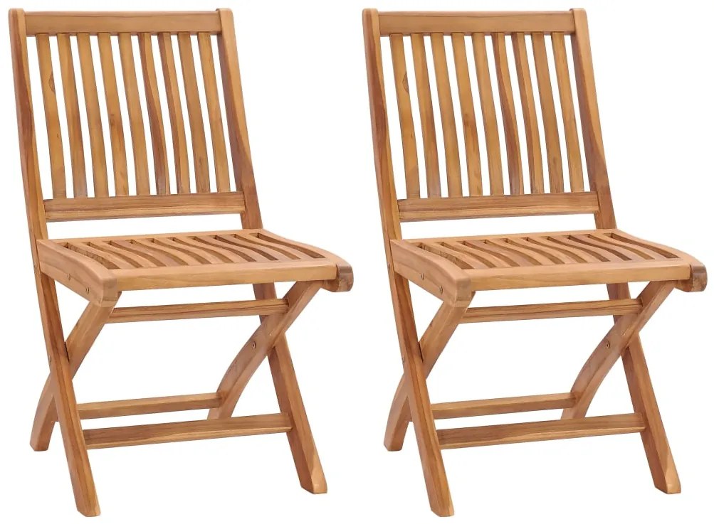 315105 vidaXL Сгъваеми градински столове, 2 бр, тиково дърво масив