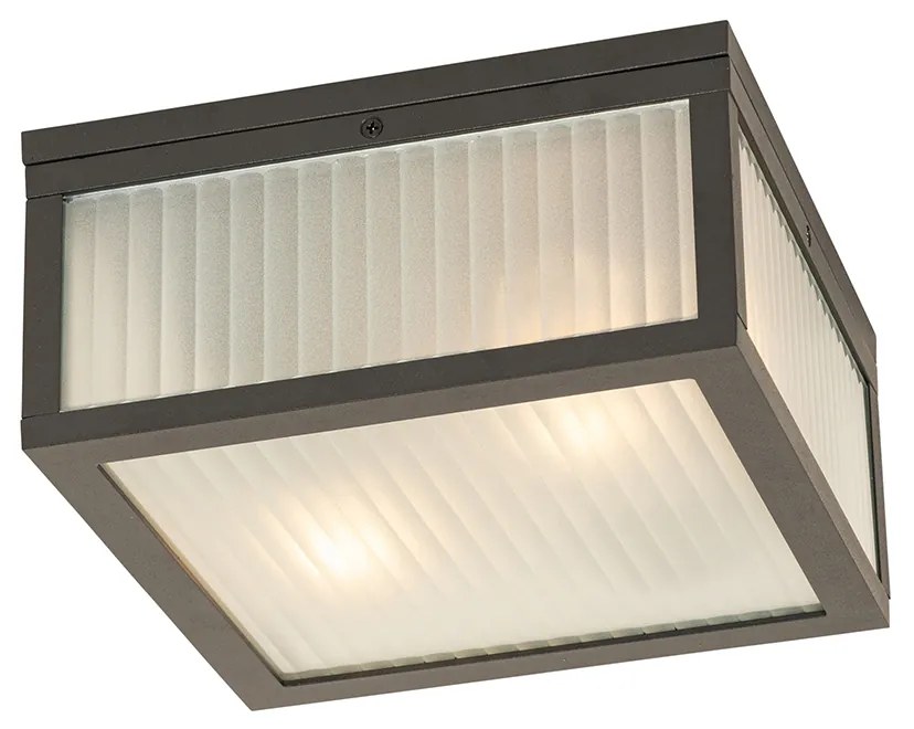 Интелигентна външна таванна лампа черна с оребрено стъкло, вкл. WiFi A60 - Charlois