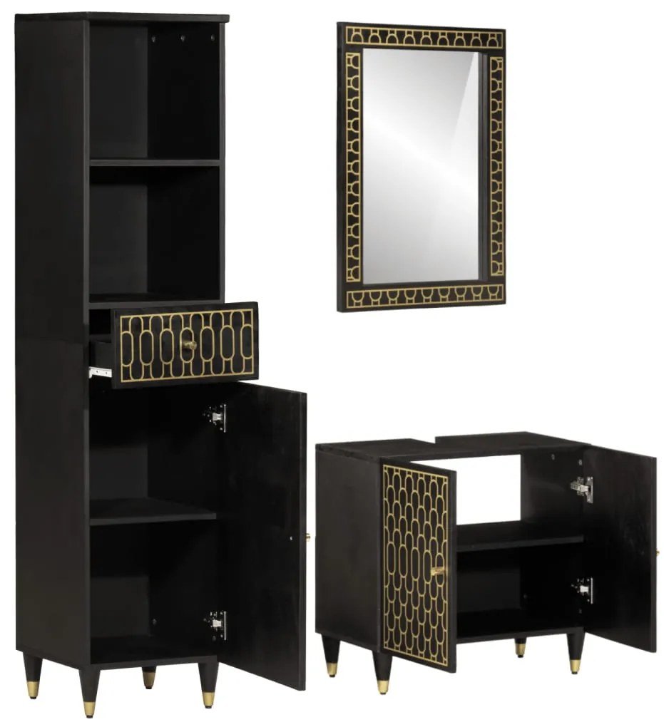 3206326 vidaXL Комплект мебели за баня, 3 части, масивна мангова дървесина