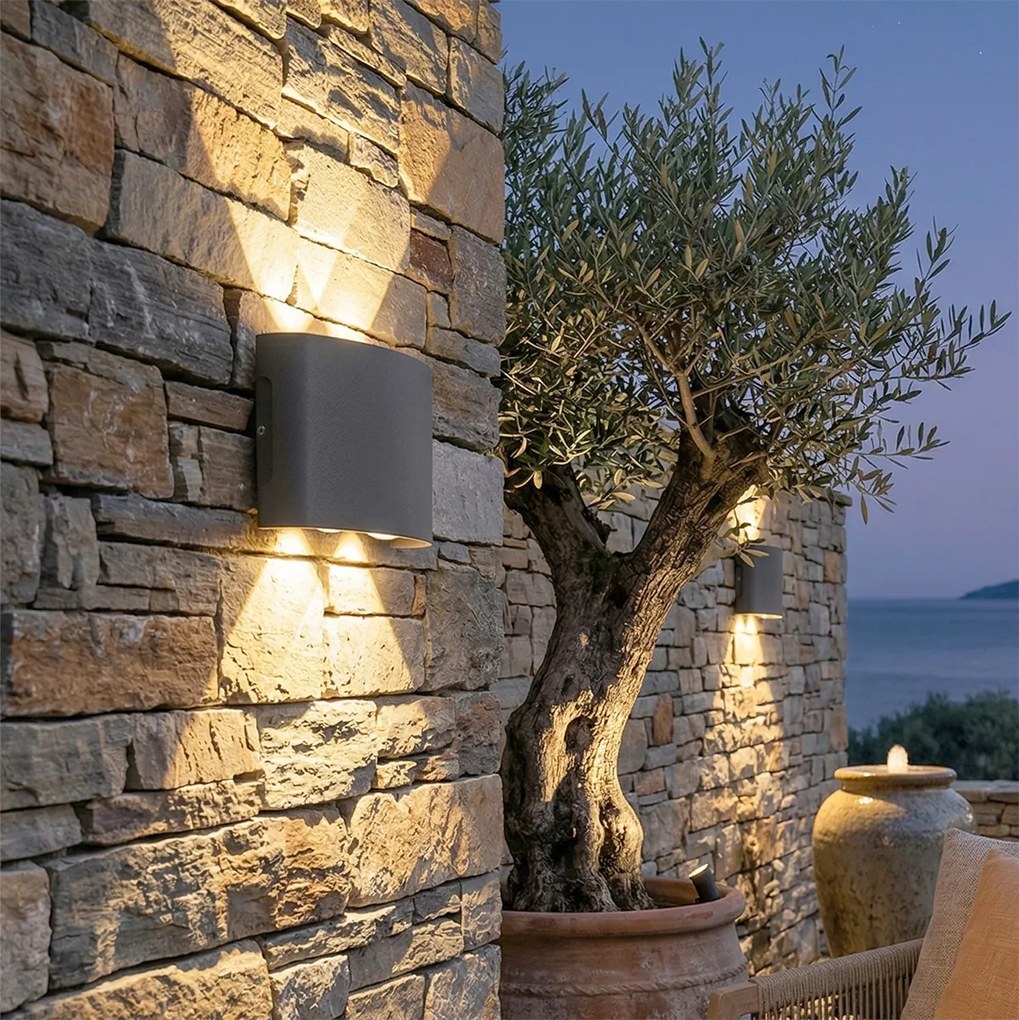 Външна стенна лампа тъмно сива с LED 4-светлина IP54 - Silly