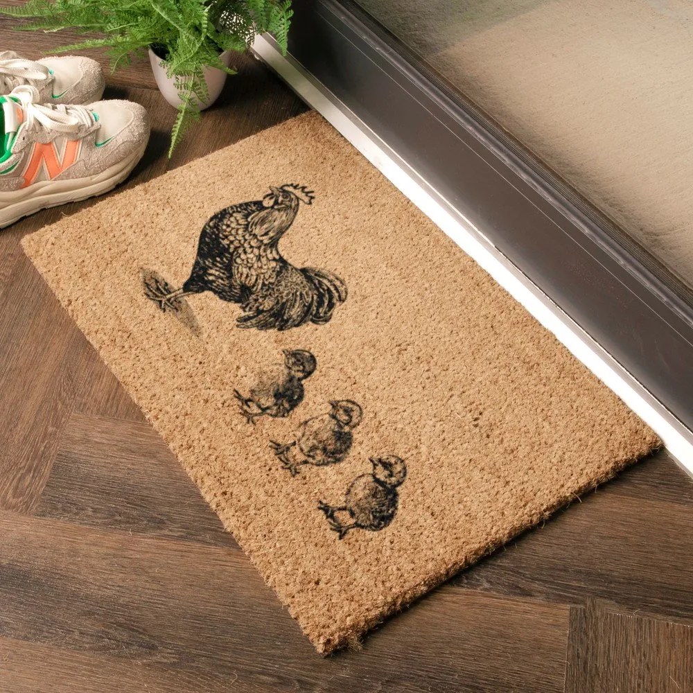 Изтривалка от кокосови влакна 40x60 cm Chickens and Chicks – Artsy Doormats