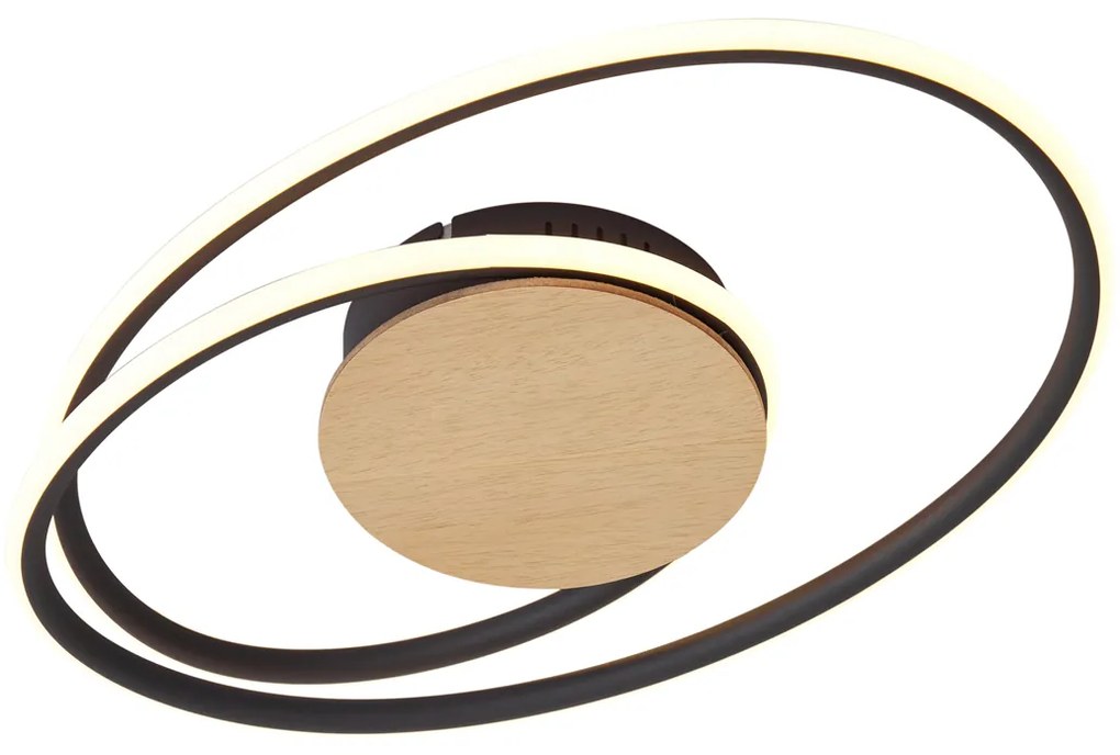 Дизайнерска таванна лампа дърво вкл. LED 3-степенно димиране - Rowan