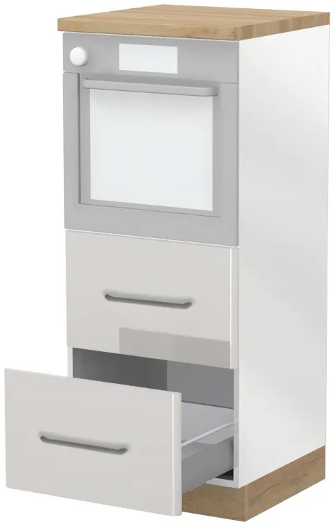 Висок подов шкаф за фурна Modena K14-60-2MB-Fusiko dark - White glossy