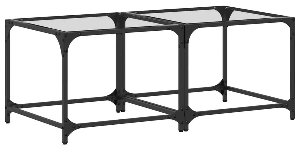 845967 vidaXL Маси за кафе с прозрачен стъклен плот 2 бр 50x50x40 см стомана