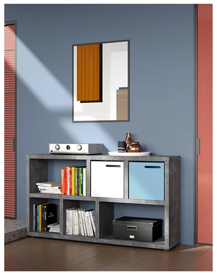 Сива библиотека от декор от бетон 150x83 cm Berlin – TemaHome