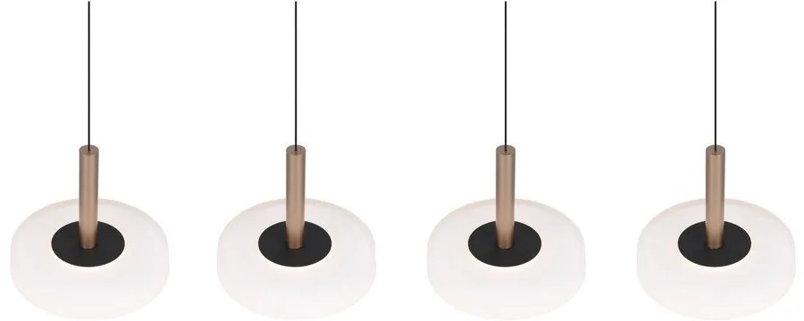 Черно-бяло и златисто LED затъмняващо се висящо осветително тяло със стъклен абажур Celeste – Trio