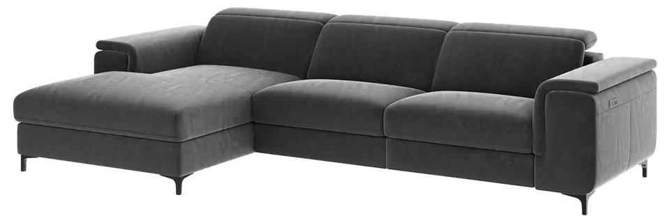 Ъглов диван от сиво кадифе (ляв ъгъл) Brito - MESONICA