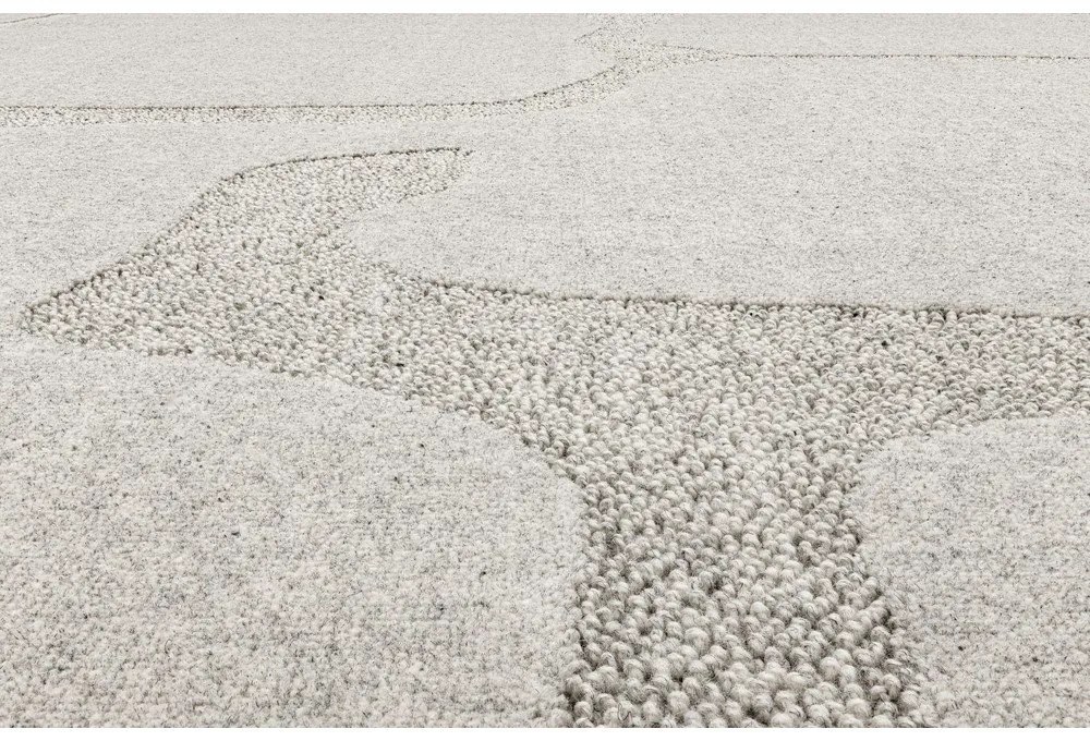 Светлосив вълнен килим 160x230 cm Morphic Organica – Agnella