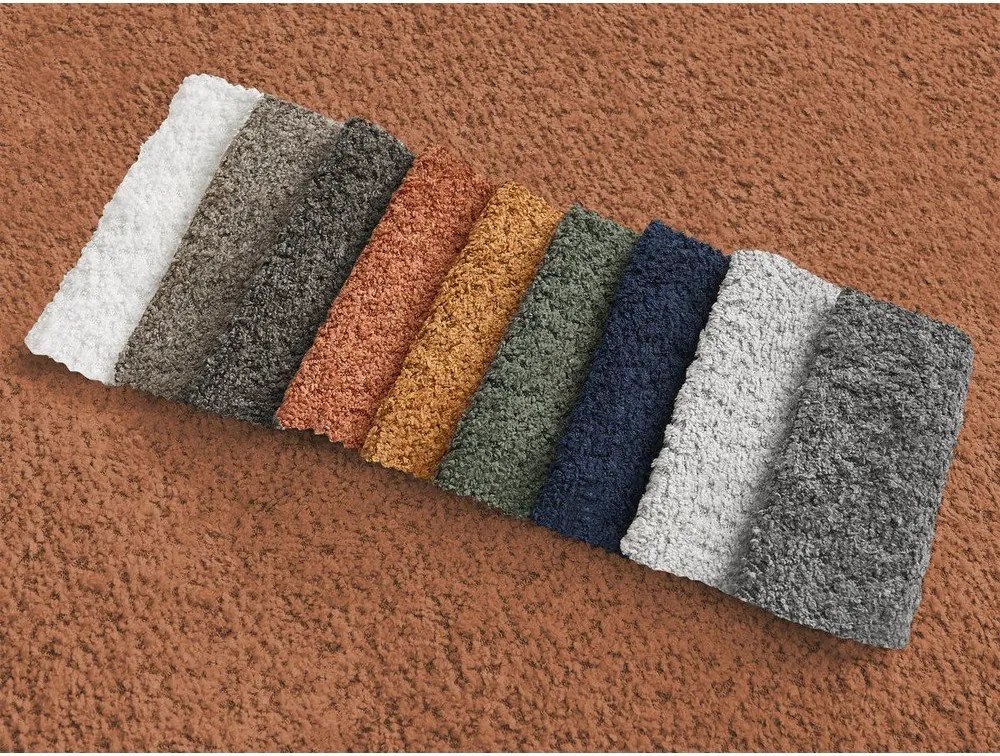 Оранжев сгъваем/с място за съхранение ъглов диван от прежда с примки от букле (ляв ъгъл) Montaigne – Bobochic Paris