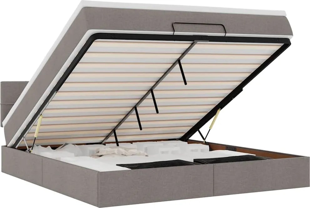 3311481 vidaXL Османска легло с матрак, таупе, 180x200 см, плат