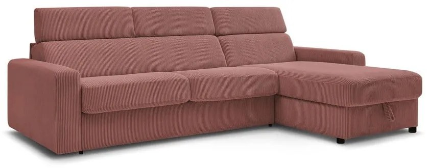 Розов разтегателен ъглов диван от рипсено кадифе (променлив) Monaco – Bobochic Paris