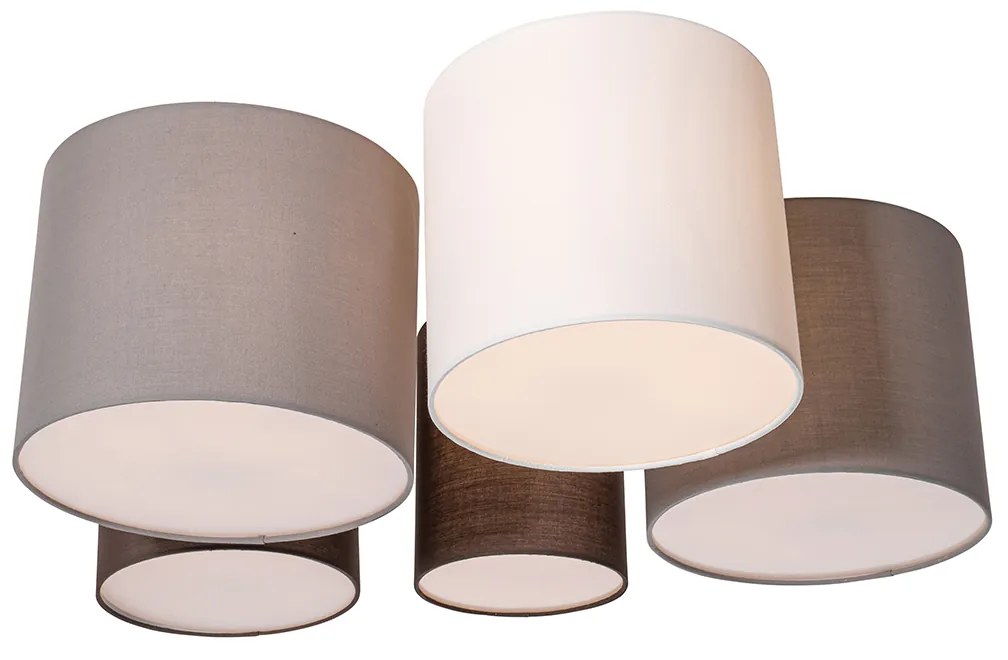 Таванна лампа бяла сива и кафява 5-светлина - Multidrum