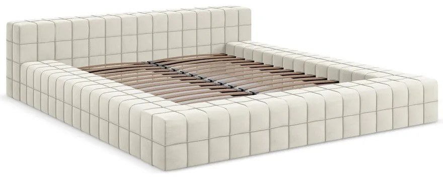 Кремаво двойно тапицирано легло с включена подматрачна рамка 140x200 cm Akela – Makamii