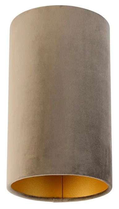 Абажур от кадифе таупе със златен интериор 15/15/25