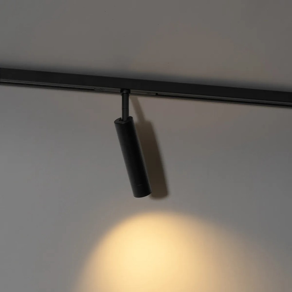 Модерен черен прожектор за 1-фазова релсова система - Slimline Uzzy