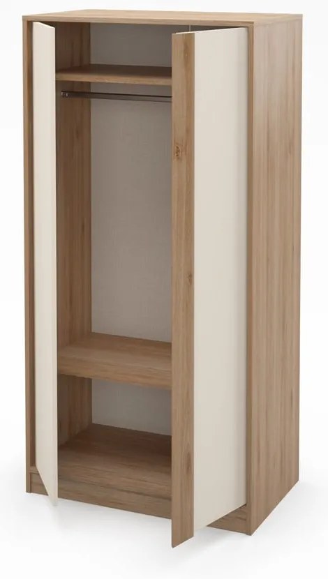 Кремаво-естествен гардероб от декор от дъб 90x180x53 cm Dennis – Marckeric