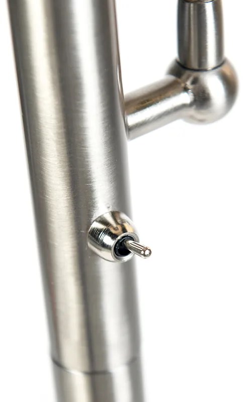 Класическа подова лампа стомана със сив абажур и лампа за четене - Retro